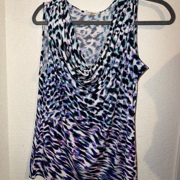 Calvin Klein Tops - Calvin Klein Sleeveless Cowl Neck Top - Blue, Purple & Black